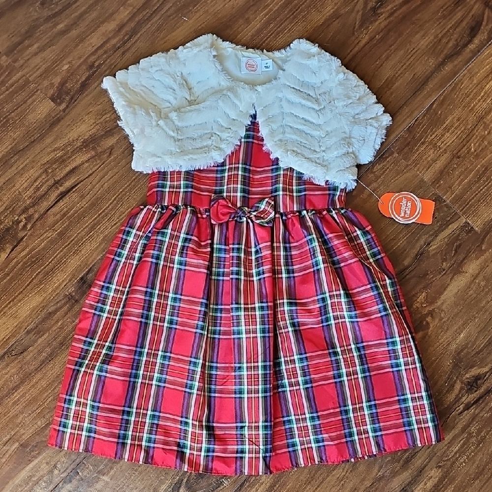 Wonder Nation Toddler Girl Plaid Holiday Dress Size 5T